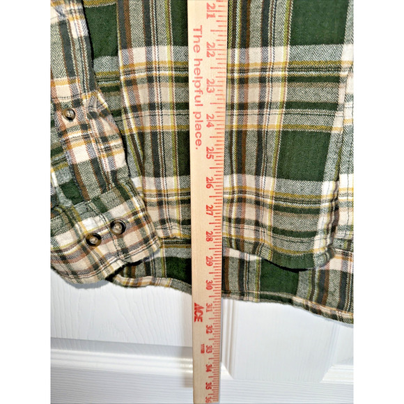 Eddie Bauer Sz XXL Men's Green Plaid Flannel Shirt Long Sleeve Button Up - Picture 7 of 11